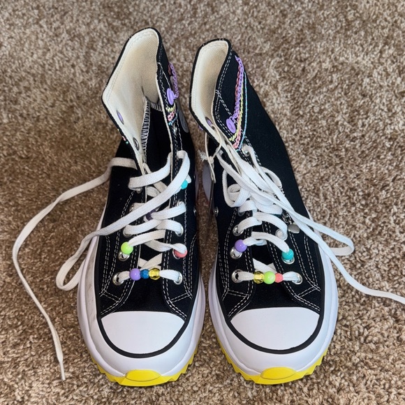 Converse Black High-Top Sneakers with Colorful Beads - Picture 1 of 5